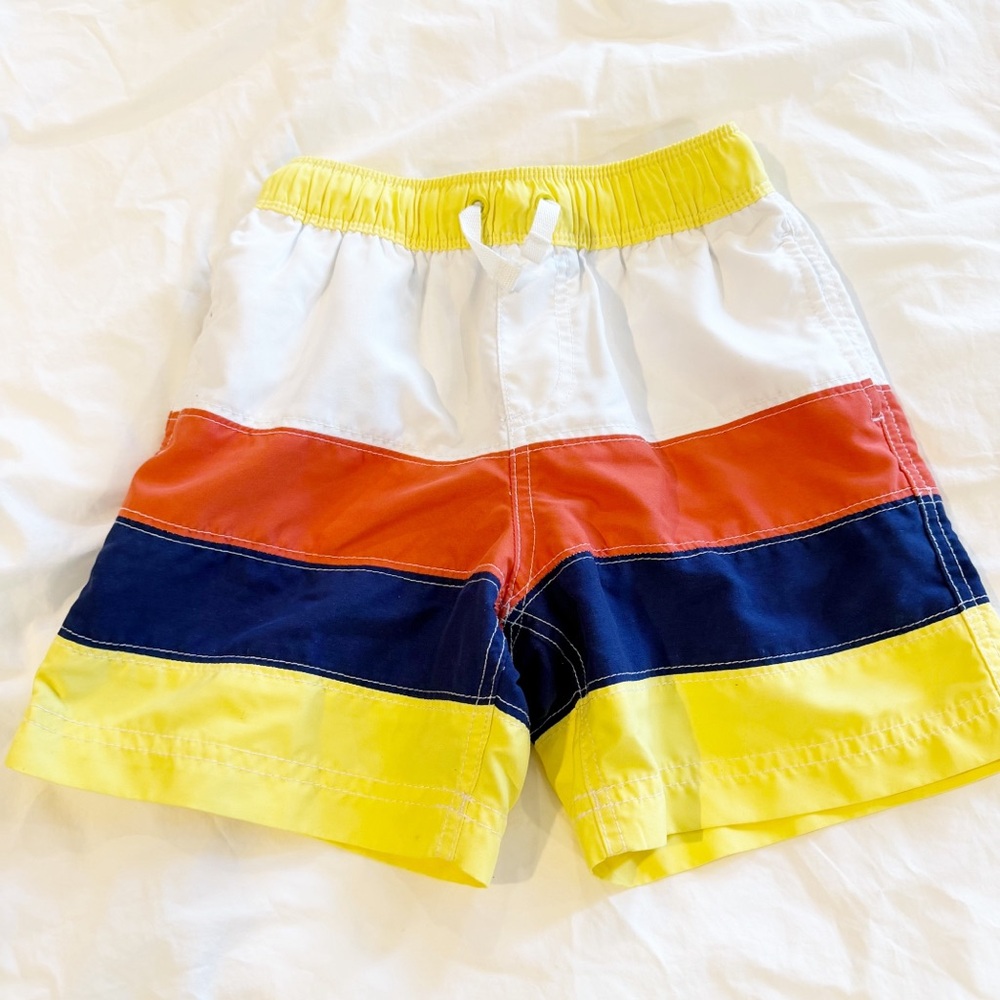 Hanna Andersson Yellow and White Boys Swim Trunks Size 5